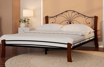 Кровать полутороспальная Фортуна 4 Лайт, 1400, черный/махагон в Вологде