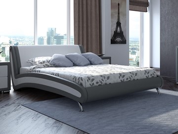Спальная кровать Corso-2 160х200, Экокожа (Серый с белым) в Вологде