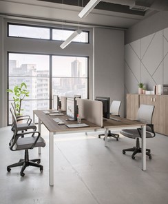 Офисный набор мебели Комфорт КФ (дуб шамони темный) на белом металокаркасе в Вологде