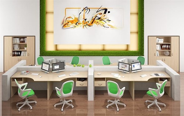 Офисный набор мебели SIMPLE с эргономичными столами и шкафом в Вологде - изображение