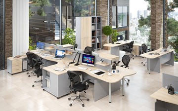 Мебель для персонала OFFIX-NEW для 4 сотрудников с двумя шкафами в Вологде