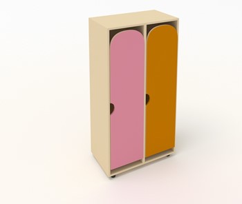 Детский двухдверный шкаф ШГ2 Беж+Оранжевый+Розовый в Вологде