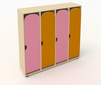 Распашной детский шкаф ШГ4У Беж+Оранжевый+Розовый в Вологде