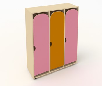 Распашной детский шкаф МГрупп ШГ3 Беж+Розовый+Оранжевый в Вологде