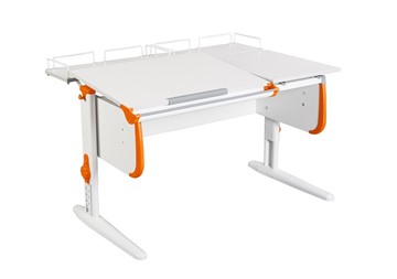 Растущий стол Дэми 1/75-40 (СУТ.25) + Polka_z 1/600 (2шт) белый/серый/Оранжевый в Вологде