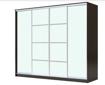 Шкаф 4-х дверный ХИТ 22-24/2-8888, с матовым стеклом, разделительные планки х2, Венге в Вологде