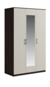 Шкаф 3 двери Светлана, с зеркалом, венге/дуб молочный в Вологде - предосмотр