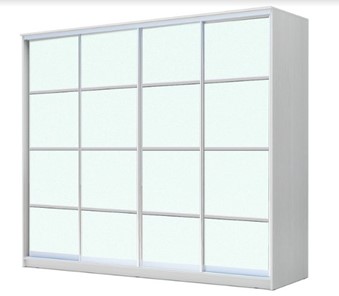 Шкаф 4-х дверный ХИТ 22-4-24/2-8888, с матовым стеклом, разделительные планки х4, Белый в Вологде