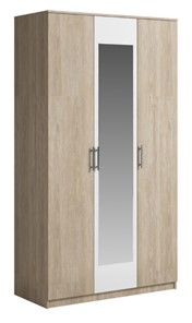 Шкаф 3 двери Genesis Светлана, с зеркалом, белый/дуб сонома в Вологде