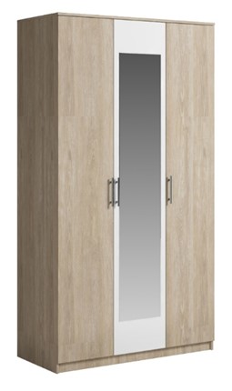 Шкаф 3 двери Светлана, с зеркалом, белый/дуб сонома в Вологде - изображение