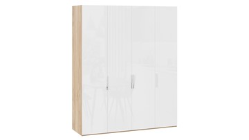 Шкаф для одежды Эмбер СМ-348.07.011 (Яблоня Беллуно/Белый глянец) в Вологде