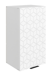 Навесной кухонный шкаф Стоун L400 Н720 (1 дв. гл.) с фрезировкой (белый/джелато софттач) в Вологде