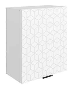 Навесной кухонный шкаф Стоун L600 Н720 (1 дв. гл.) с фрезировкой (белый/джелато софттач) в Вологде