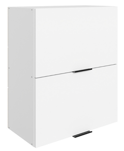Шкаф навесной Стоун L600 Н720 (2 дв. гл. гориз.) (белый/джелато софттач) в Вологде