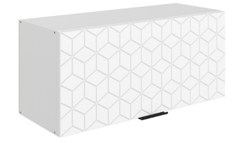 Навесной кухонный шкаф Стоун L800 Н360 (1 дв. гл.) с фрезировкой (белый/джелато софттач) в Вологде