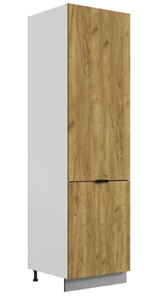 Шкаф-пенал Стоун L600 под холодильник (2 дв.гл.) (белый/акация светлая) в Вологде