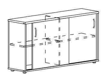 Шкаф-купе низкий Albero, для 2-х столов 60 (124,4х36,4х75,6) в Вологде