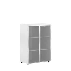 Шкаф средний со стеклянными  дверьми XTEN Белый  XMC 85.7 (850х410х1165) в Вологде