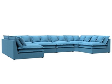 Большой П-образный диван Лига-040, Амур голубой (рогожка) в Вологде