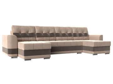 П-образный диван Честер, Бежевый/коричневый (велюр) в Вологде