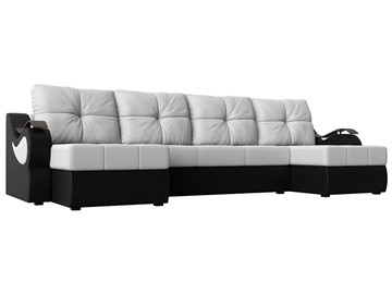 П-образный диван Меркурий П, Белый/черный (экокожа) в Вологде