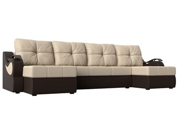 П-образный диван Меркурий П, Бежевый/коричневый (экокожа) в Вологде