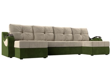 П-образный диван Меркурий П, Бежевый/зеленый (вельвет) в Вологде