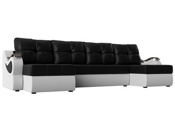 П-образный диван Меркурий П, Черный/белый (экокожа) в Вологде
