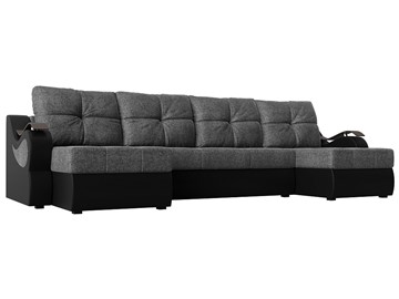 П-образный диван Меркурий П, Серый/черный (рогожка/экокожа) в Вологде