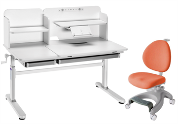 Комплект парта + кресло FauDesk Iris II Grey + Cielo Orange + чехол для кресла в подарок в Вологде