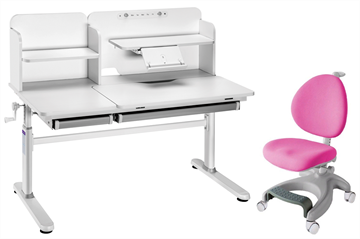 Комплект парта + кресло FauDesk Iris II Grey + Cielo Pink + чехол для кресла в подарок в Вологде