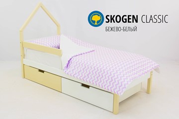 Кровать-домик детская мини Skogen бежево-белый в Вологде