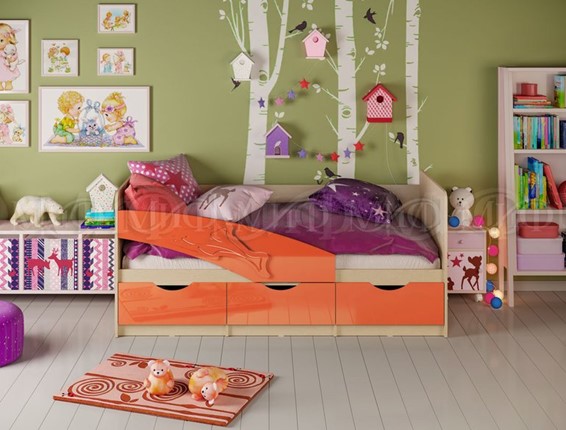 Детская кровать Дельфин, Оранжевый глянец 80х180 в Вологде - изображение