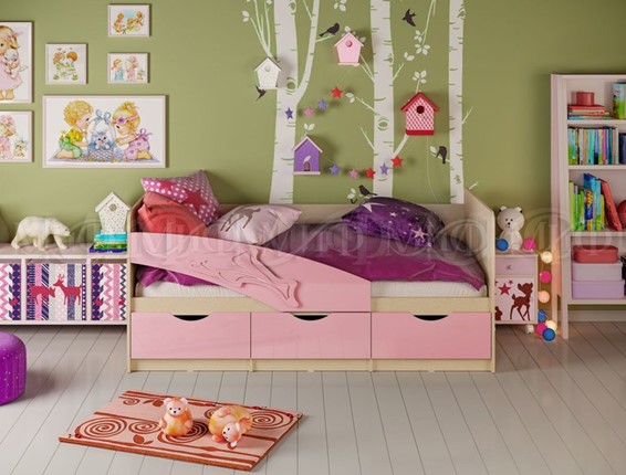 Кровать в детскую Дельфин, Розовый глянец 80х180 в Вологде - изображение