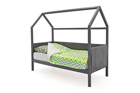 Кровать-домик в детскую «Svogen графит» мягкая в Вологде - изображение