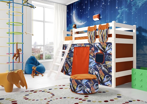Кровать-чердак детская Соня, Вариант 6 Белый в Вологде - изображение