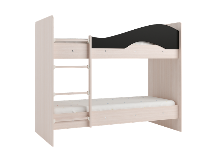 Детская  двухъярусная кровать Мая с 2 ящиками на щитах, корпус Млечный дуб, фасад Венге в Вологде - изображение 3