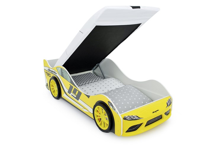 Детская кровать-машина с подъемным механизмом Супра желтая в Вологде - изображение 4