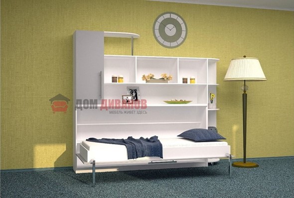 Детская кровать-шкаф Горизонтальная в серых тонах, Белый шагрень/Алюминий (900х2000) в Вологде - изображение