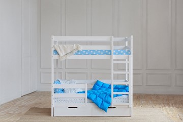 Детская двухъярусная кровать без крыши с ящиками, цвет белый в Вологде