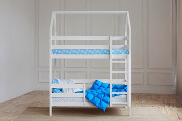 Двухъярусная кровать Домик, цвет белый в Вологде