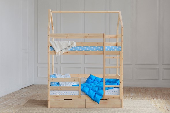 Двухъярусная кровать Домик с ящиками, без покраски в Вологде - изображение