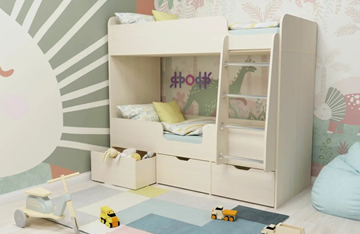 Детская двухэтажная кровать Малыш двойняшка 70х160, корпус Дуб молочный, фасад Дуб молочный в Вологде - предосмотр
