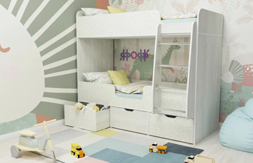 Двухъярусная детская кровать Малыш двойняшка 70х160, корпус Винтерберг, фасад Фейритейл в Вологде - предосмотр