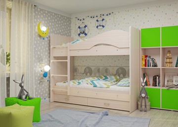 Детская 2-этажная кровать Мая на щитах, цвет Млечный дуб в Вологде - предосмотр 2