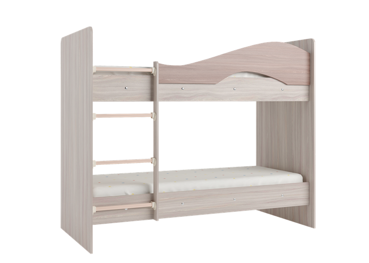 Кровать 2-ярусная Мая на щитах со шкафом и ящиками, корпус Шимо светлый, фасад Шимо темный в Вологде - изображение 3