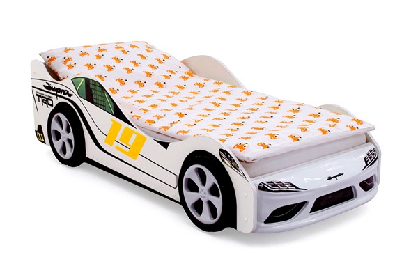 Кровать-машина в детскую Супра белая в Вологде - изображение