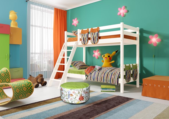 Детская 2-ярусная кровать Соня, Вариант 10 Белый в Вологде - изображение