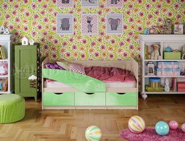 Детская кровать Бабочки 800*1600, Салатовый глянец в Вологде