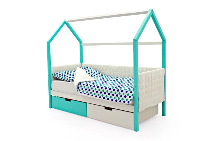 Кровать-домик в детскую «Svogen мятный-белый» мягкая в Вологде - изображение 3